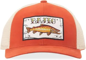 Bajío Flat Brim Fishing Hat – Marine Art Snapback Trucker Cap with Embroidered Ocean Design, Breathable and Coastal-Ready