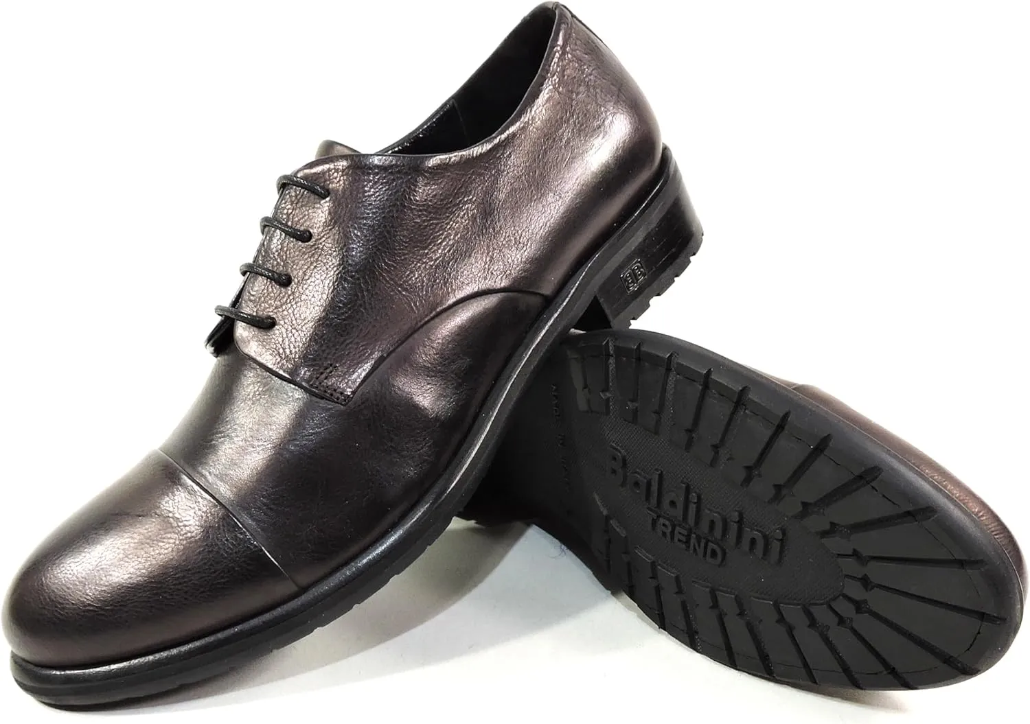 Baldinini Women's Brown Leather Oxford Shoes, Comfort Cap Toe, Lace-up Dress Shoes