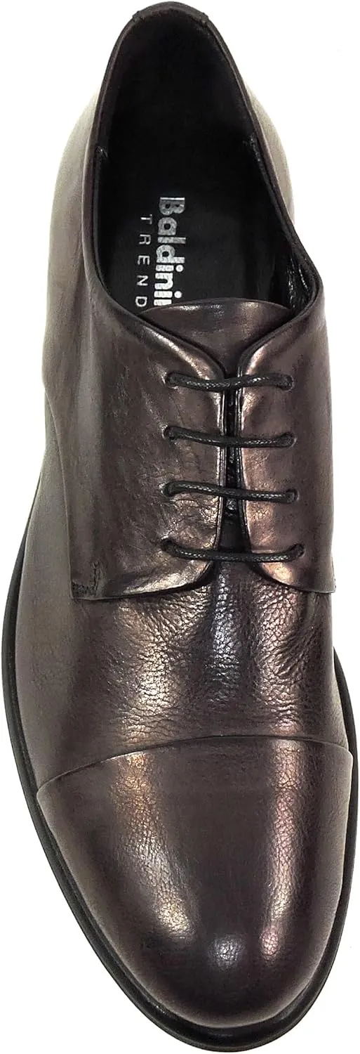 Baldinini Women's Brown Leather Oxford Shoes, Comfort Cap Toe, Lace-up Dress Shoes