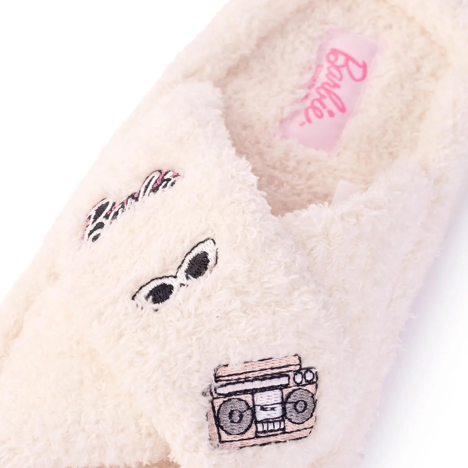 Barbie Women's Cozy X-Band and Open Toe Faux Fur Memory Foam Indoor Outdoor Soled Slipper in Xs-XL