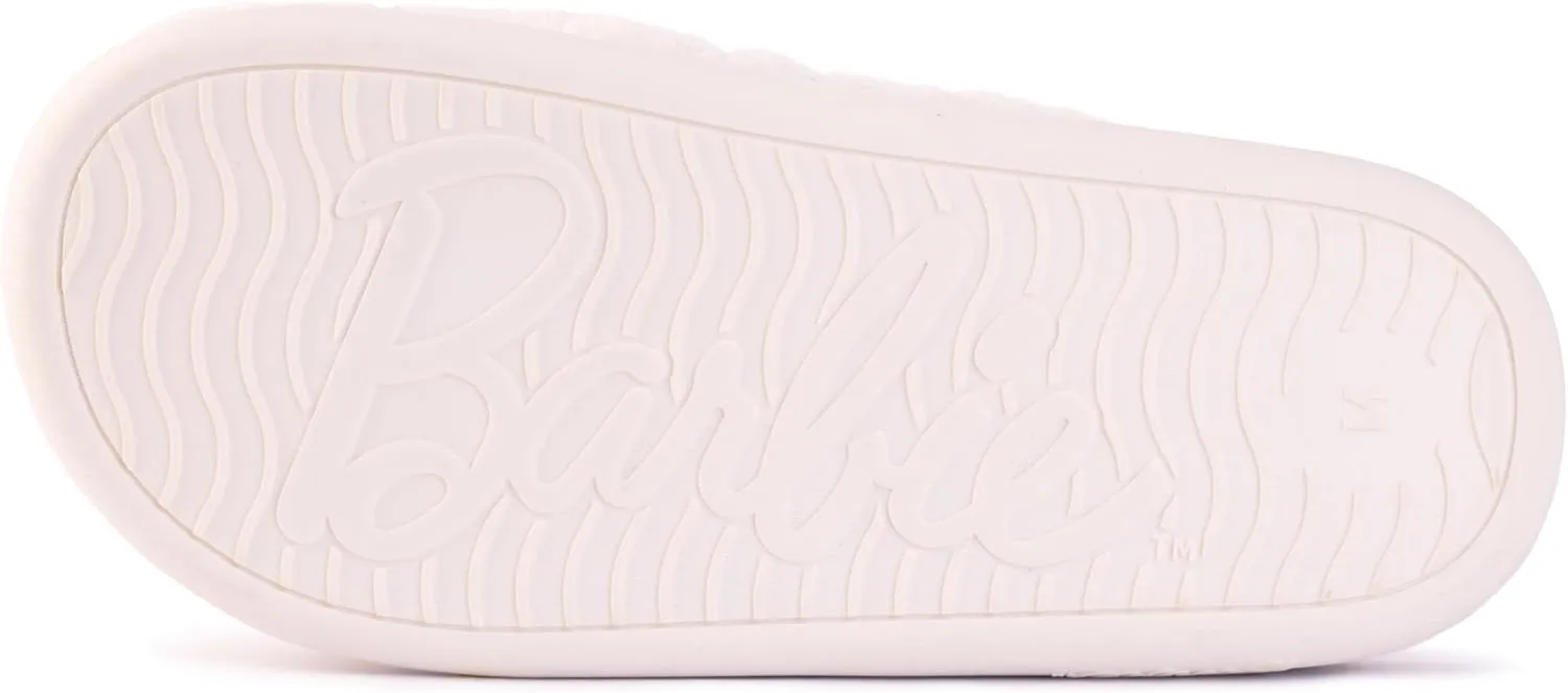 Barbie Women's Cozy X-Band and Open Toe Faux Fur Memory Foam Indoor Outdoor Soled Slipper in Xs-XL