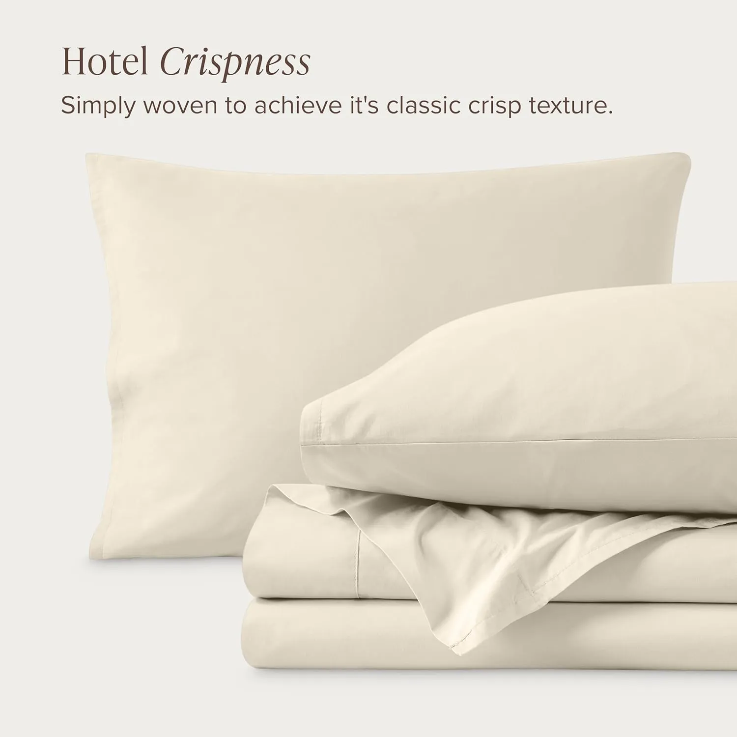 Bare Home 100% Organic Cotton Queen Sheet Set - Crisp Percale Weave - 260 Thread Count - Lightweight & Breathable - Bedding Sheets & Pillowcases (Queen, Sand)