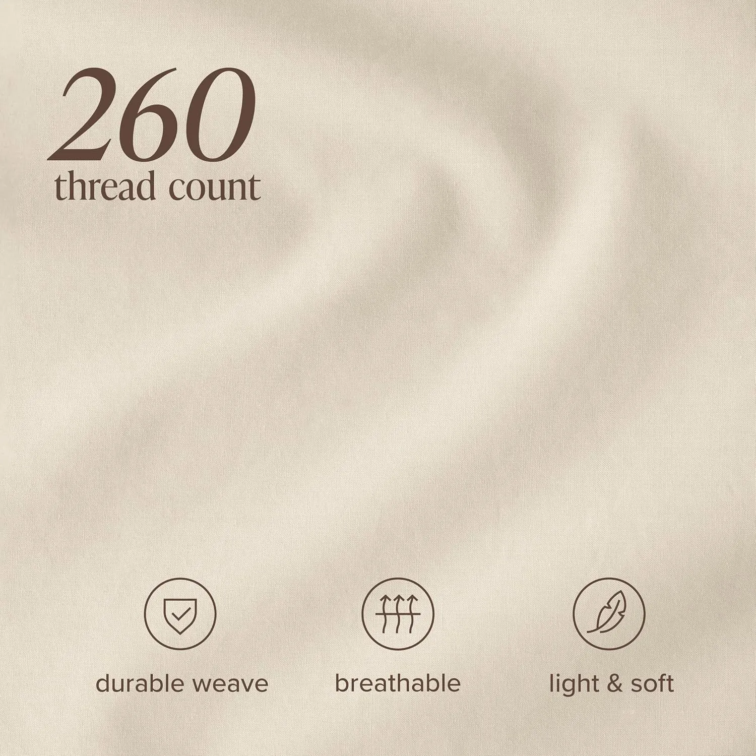 Bare Home 100% Organic Cotton Queen Sheet Set - Crisp Percale Weave - 260 Thread Count - Lightweight & Breathable - Bedding Sheets & Pillowcases (Queen, Sand)
