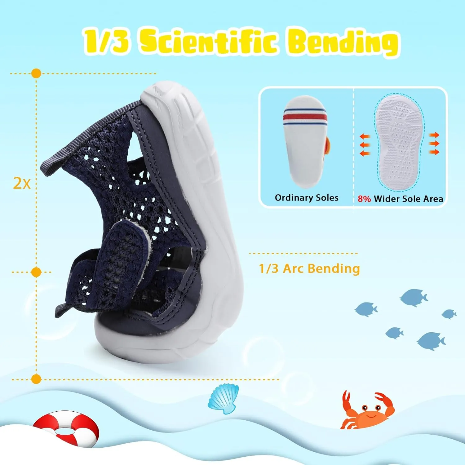 BARERUN Kids Water Shoes Boys Girls Barefoot Aqua Socks for Swim Surf Pool Beach Sport Lightweight Breathable Sandal Athletic Slip-On Sneaker for Toddler Outdoor Indoor