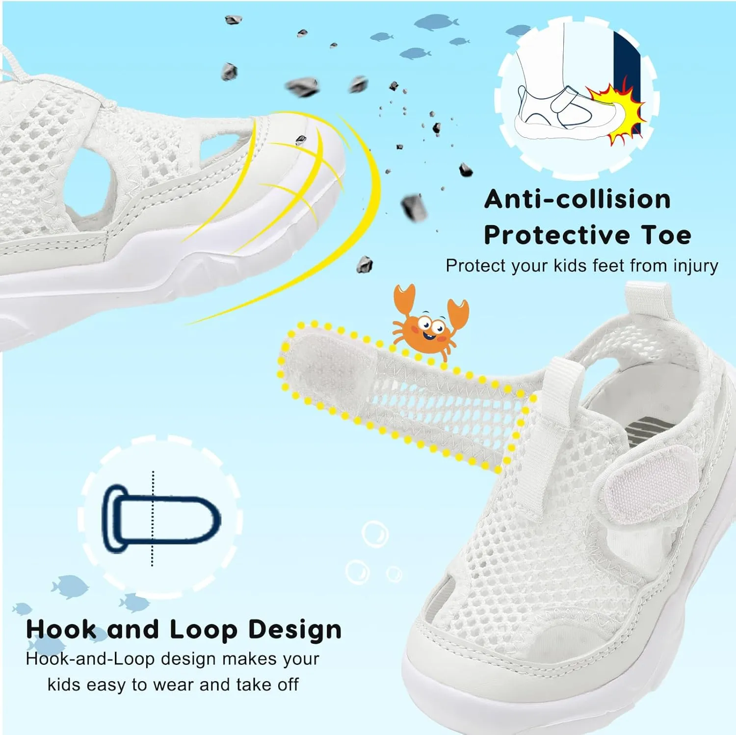 BARERUN Kids Water Shoes Boys Girls Barefoot Aqua Socks for Swim Surf Pool Beach Sport Lightweight Breathable Sandal Athletic Slip-On Sneaker for Toddler Outdoor Indoor
