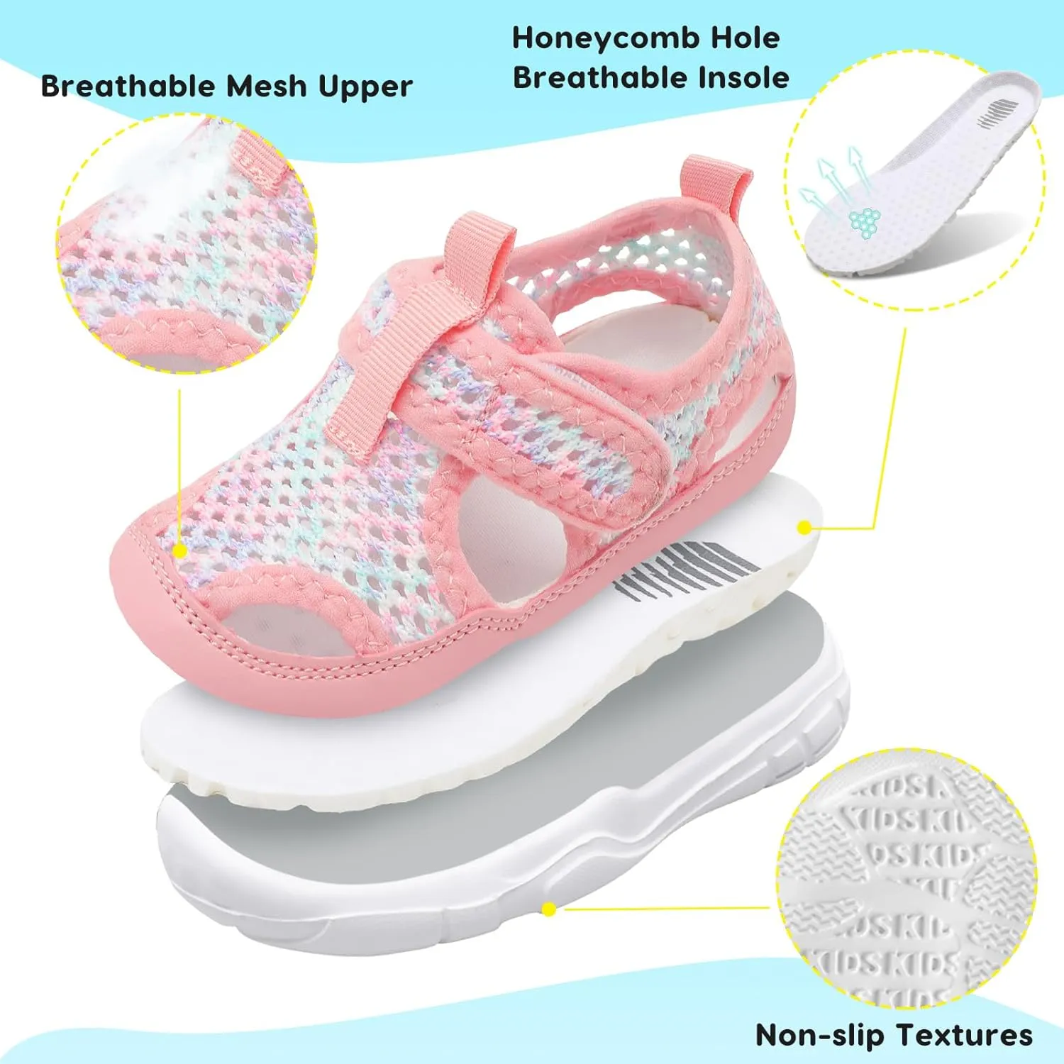 BARERUN Kids Water Shoes Boys Girls Barefoot Aqua Socks for Swim Surf Pool Beach Sport Lightweight Breathable Sandal Athletic Slip-On Sneaker for Toddler Outdoor Indoor