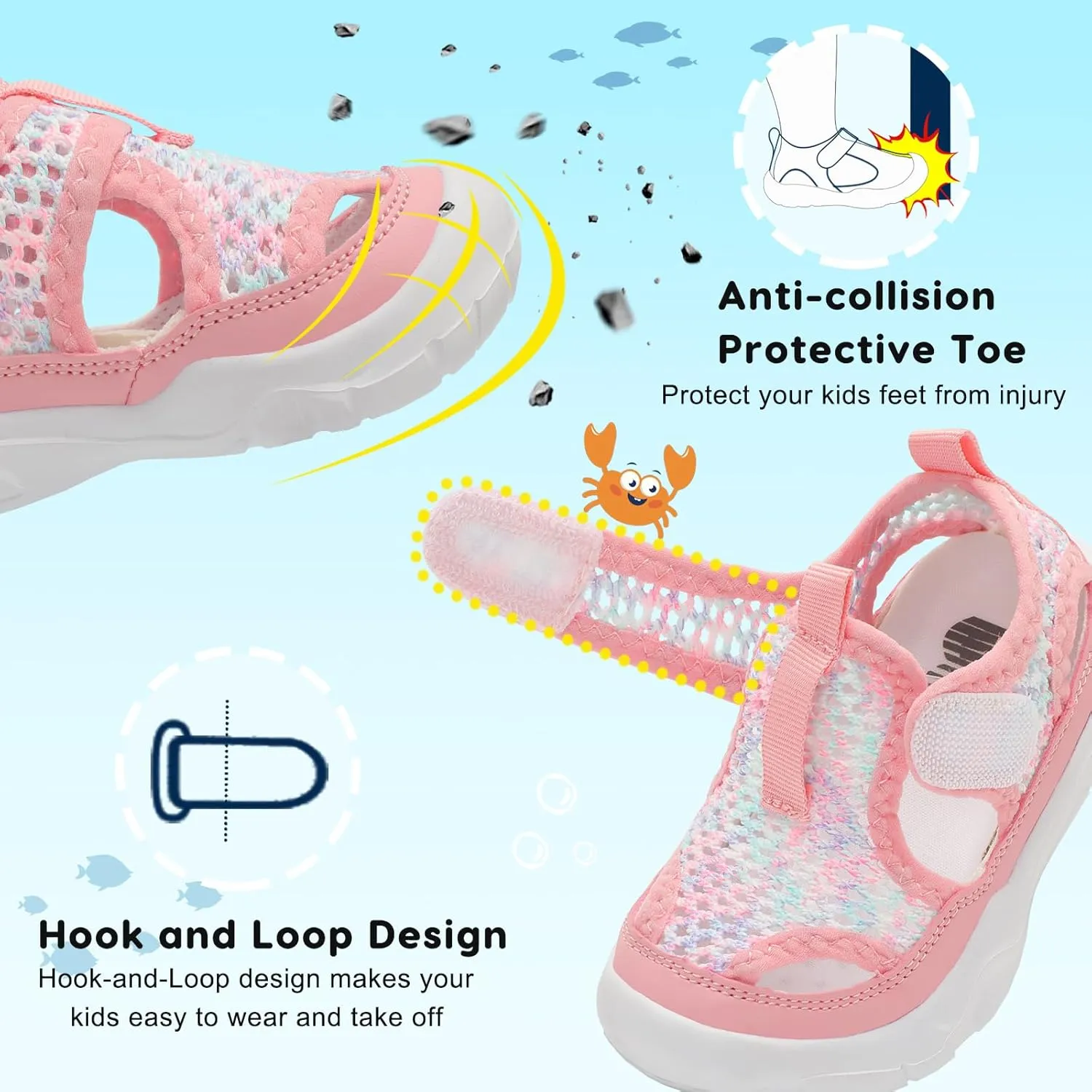 BARERUN Kids Water Shoes Boys Girls Barefoot Aqua Socks for Swim Surf Pool Beach Sport Lightweight Breathable Sandal Athletic Slip-On Sneaker for Toddler Outdoor Indoor