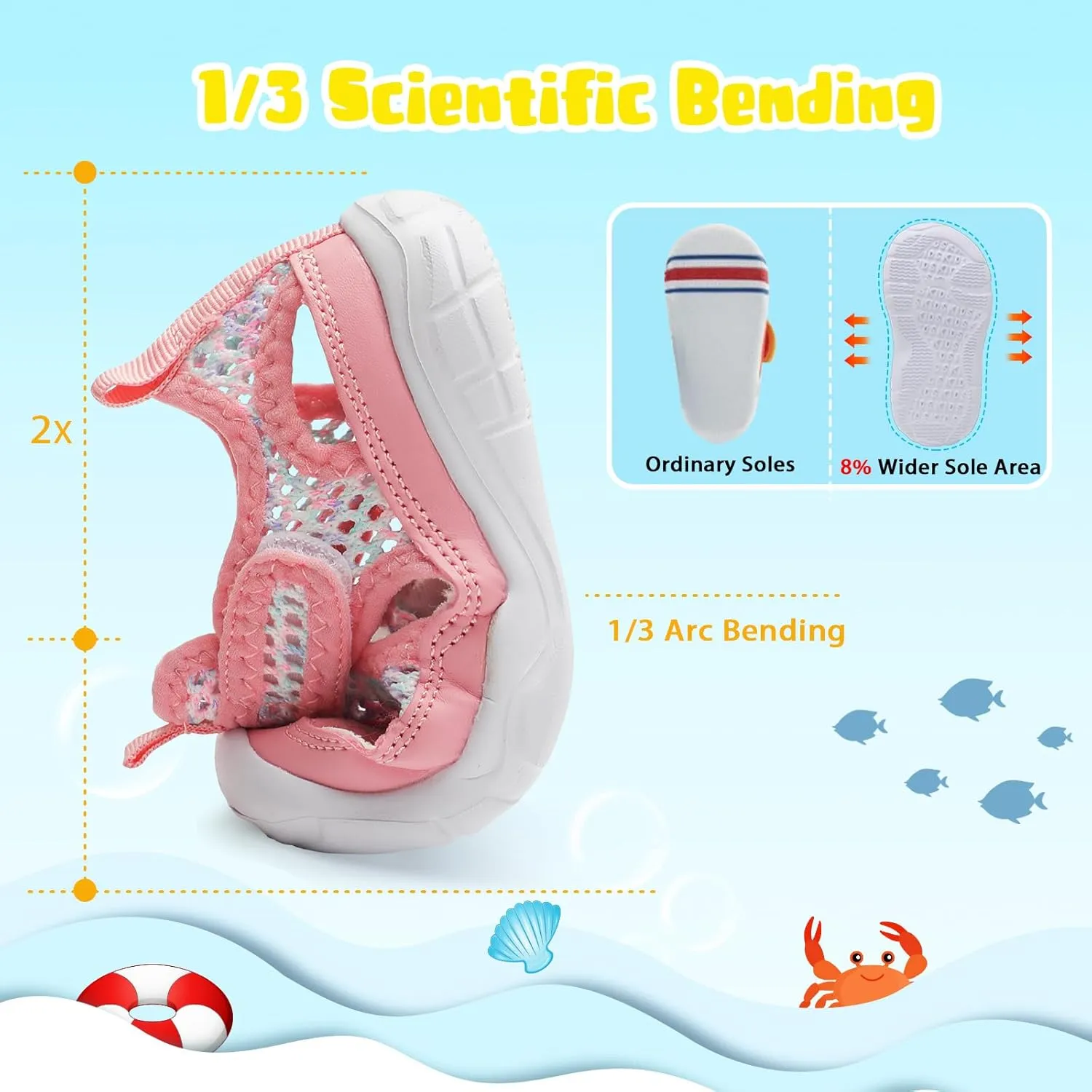 BARERUN Kids Water Shoes Boys Girls Barefoot Aqua Socks for Swim Surf Pool Beach Sport Lightweight Breathable Sandal Athletic Slip-On Sneaker for Toddler Outdoor Indoor