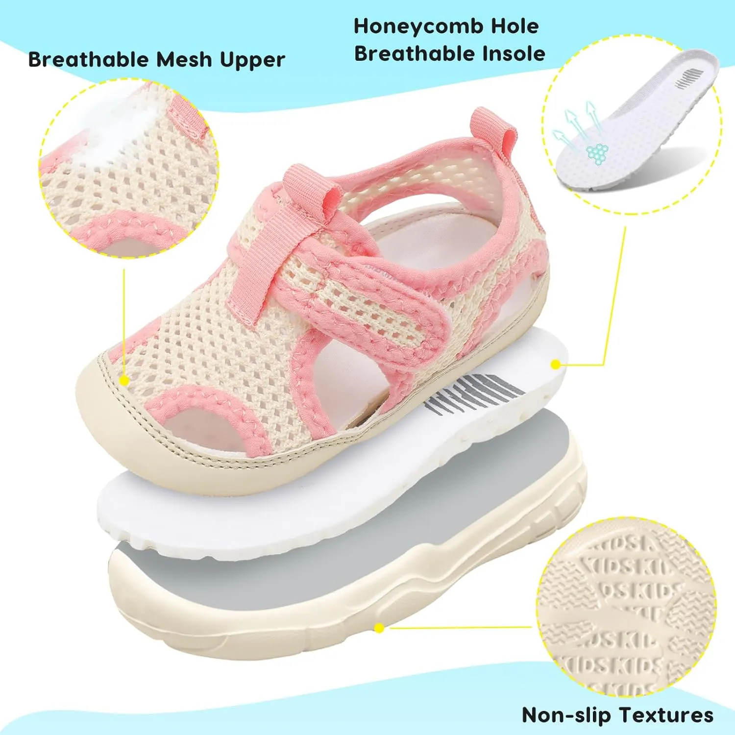 BARERUN Kids Water Shoes Boys Girls Barefoot Aqua Socks for Swim Surf Pool Beach Sport Lightweight Breathable Sandal Athletic Slip-On Sneaker for Toddler Outdoor Indoor