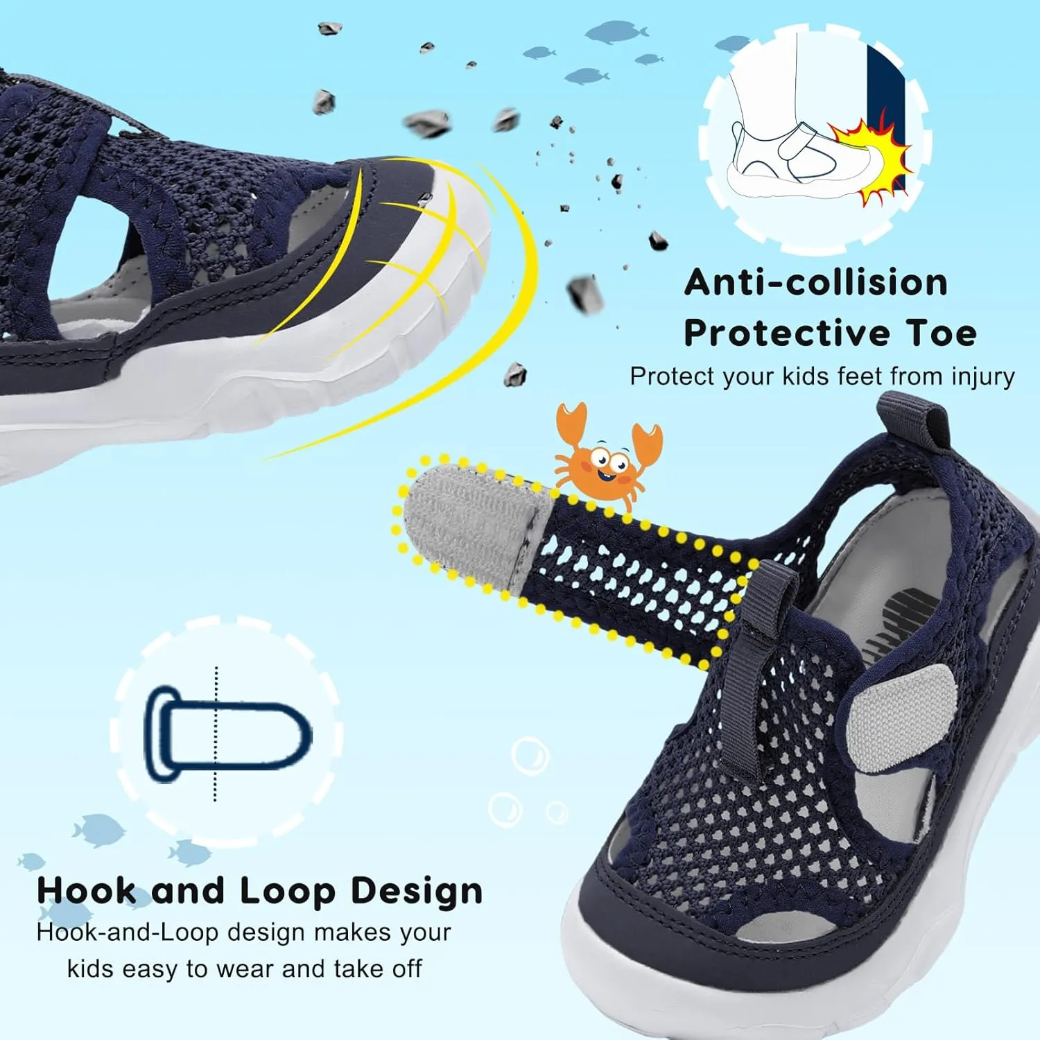 BARERUN Kids Water Shoes Boys Girls Barefoot Aqua Socks for Swim Surf Pool Beach Sport Lightweight Breathable Sandal Athletic Slip-On Sneaker for Toddler Outdoor Indoor