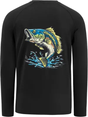 BASSDASH Men’s Fish Graphic UPF 50  Long Sleeve Fishing Shirts Sun Protection Breathable Moisture Wicking T-Shirt
