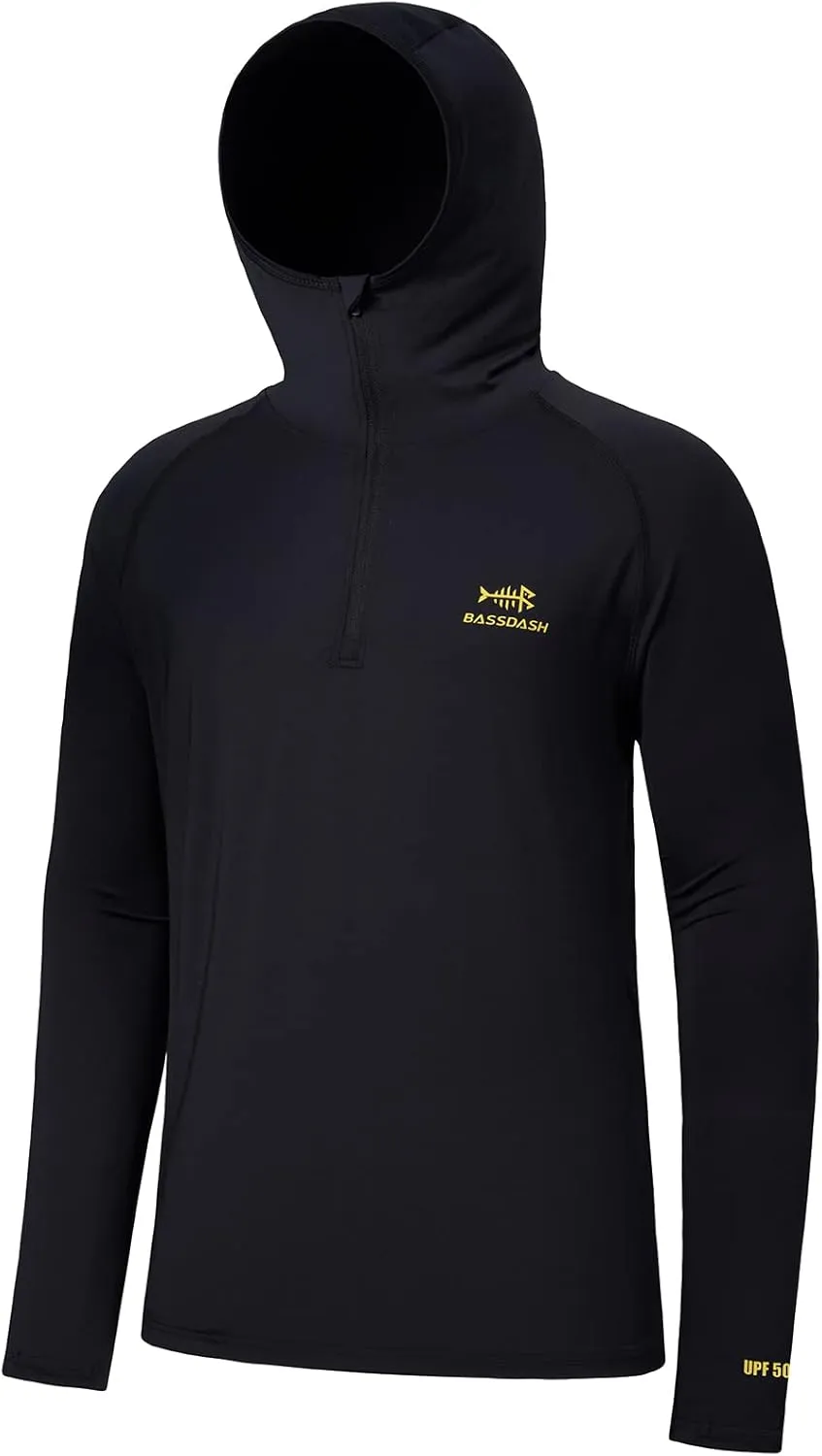 BASSDASH Men’s UPF 50  1/4 Zip Fishing Hoodie Shirt Quick Dry Performance Long Sleeve Sun Protection FS24M
