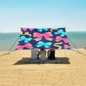 Beach Shade Tent with UPF50  UV Protection,Shiny Ribbon Bows Lightweight Camping Sun Shelter for Outdoor,Camping Trips, Fishing, Backyard,Picnics,Easy Set Up and Carry 9x10.5 FT