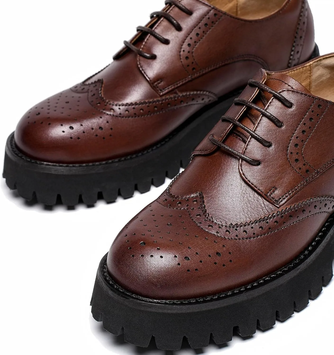 BEAU TODAY Platform Oxfords for Women, Oxford Shoes for Women, Chunky Leather Lace Up Oxford Shoes, Casual Comfort Business Work Office Dress Shoes