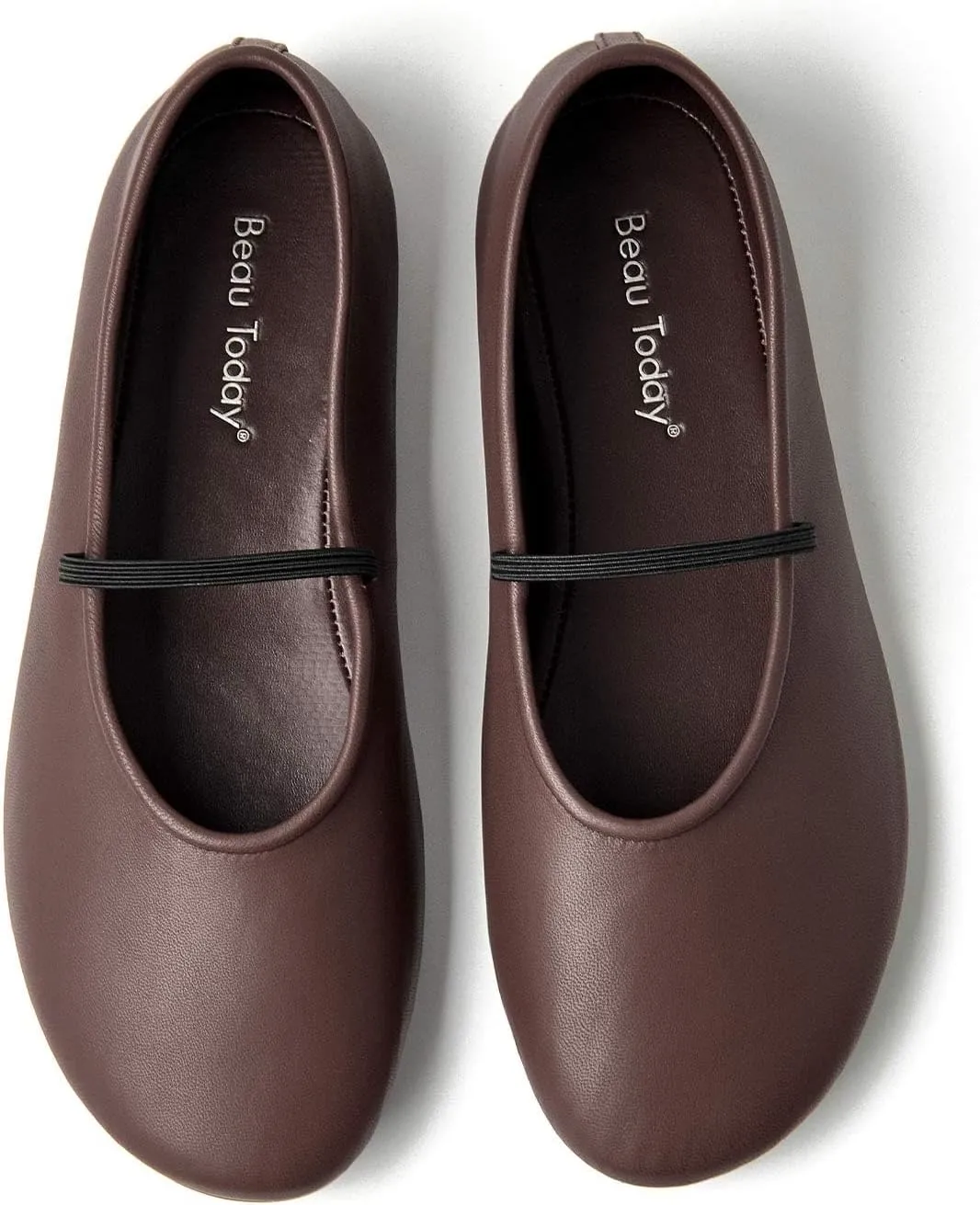 BEAU TODAY Womens Mary Jane Fats, Genuine Leather Ballet Flats for Women, Comfortable Sheepskin Round Toe Mary Jane Shoes Cute Fashion Flat Shoes