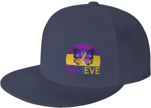 Believe Bladder Cancer Awareness Yellow Purple Ribbon Fashion Flat Cap Adujstable Men Women Baseball Caps Outdoor