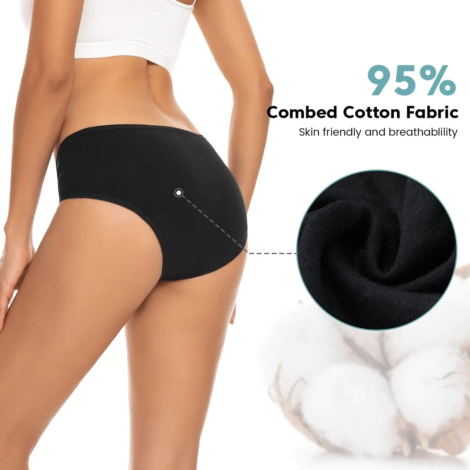 Benirap Womens Underwear Soft Cotton Hipster Panties Breathable Briefs 5 or 6 Pack