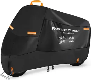 Bike Cover for 1 Bike Outdoor Waterproof, 300D Oxford Heavy Duty Bicycle Cover Rain Dust UV Wind Proof Bike Tarp with Reflective Strips Storage Bag for Mountain Road Electric Bike