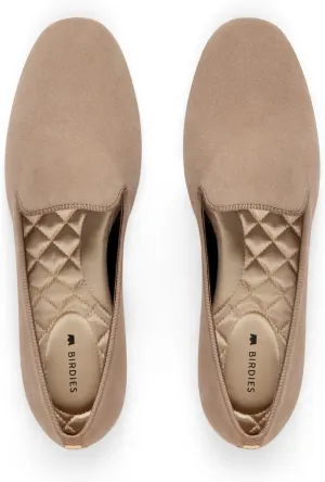 Birdies Women's Starling, Slip-On Flats, Comfortable Casual Dressy Shoes, New Latte Suede, 11