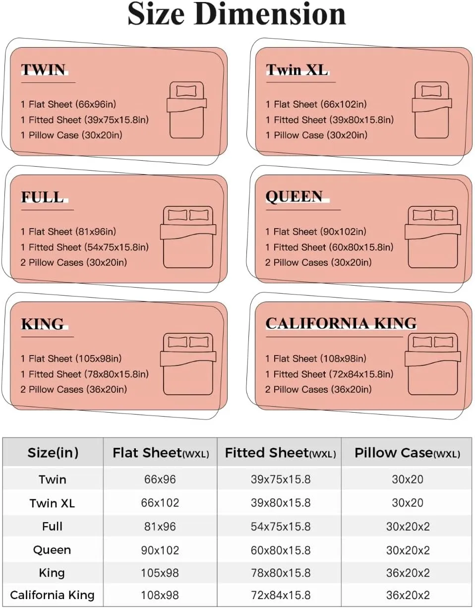 Birds Cage King Sheet Set 4 Piece Bedding - Spring Botanical Blue Floral Breathable Comfy Cooling Bed Sheets & Pillowcase Sets, Hotel Luxury Flat Sheets Deep Pockets Fitted Sheet for Women Men