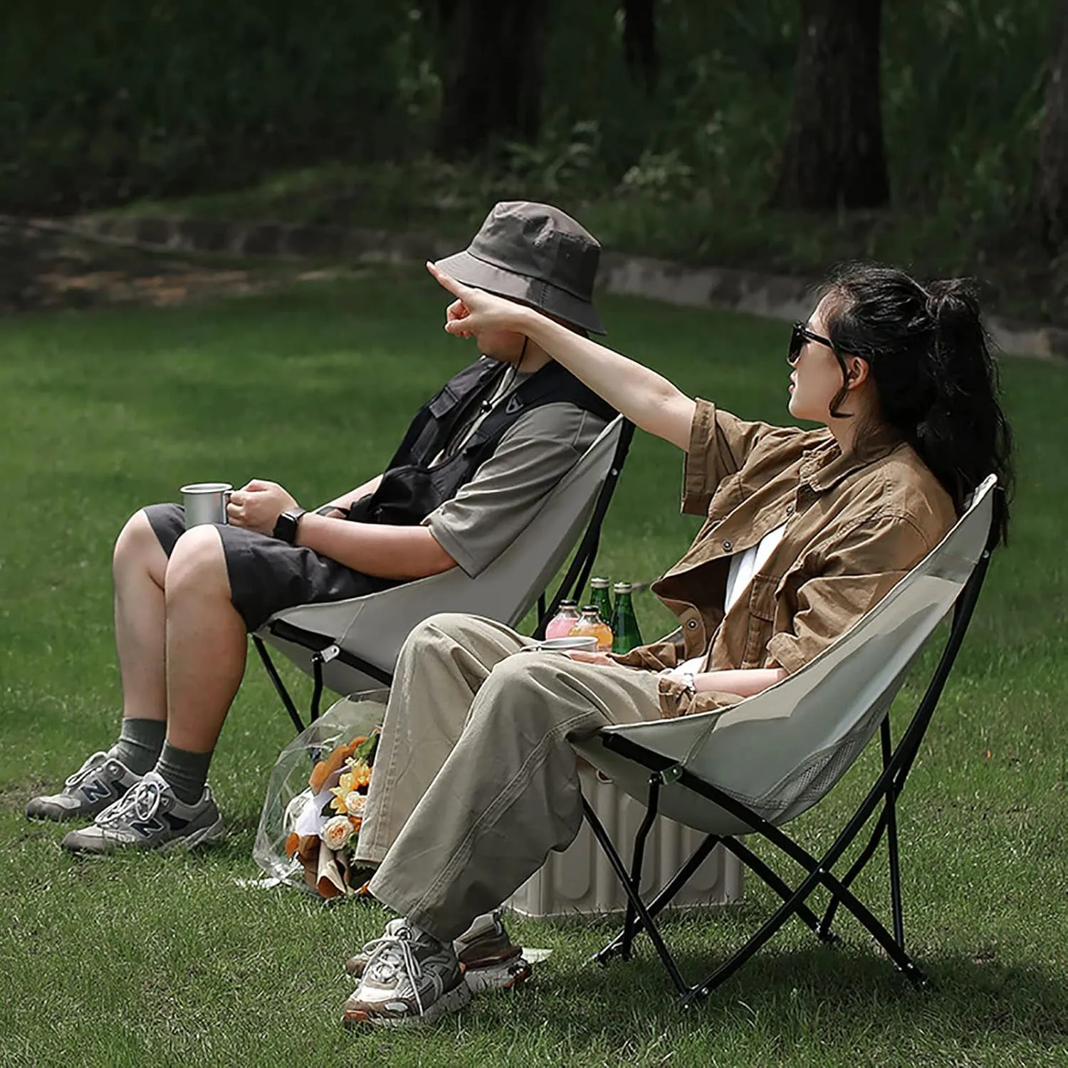 BK&MF Outdoor Folding Camping Chair,Portable Lightweight Reclining Lounge Chair Chair Beach Camp Chair with Cup Holder for Storage and Travel,A,60x40x75cm(24x16x30inch)