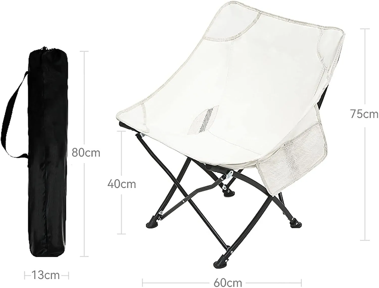 BK&MF Outdoor Folding Camping Chair,Portable Lightweight Reclining Lounge Chair Chair Beach Camp Chair with Cup Holder for Storage and Travel,A,60x40x75cm(24x16x30inch)