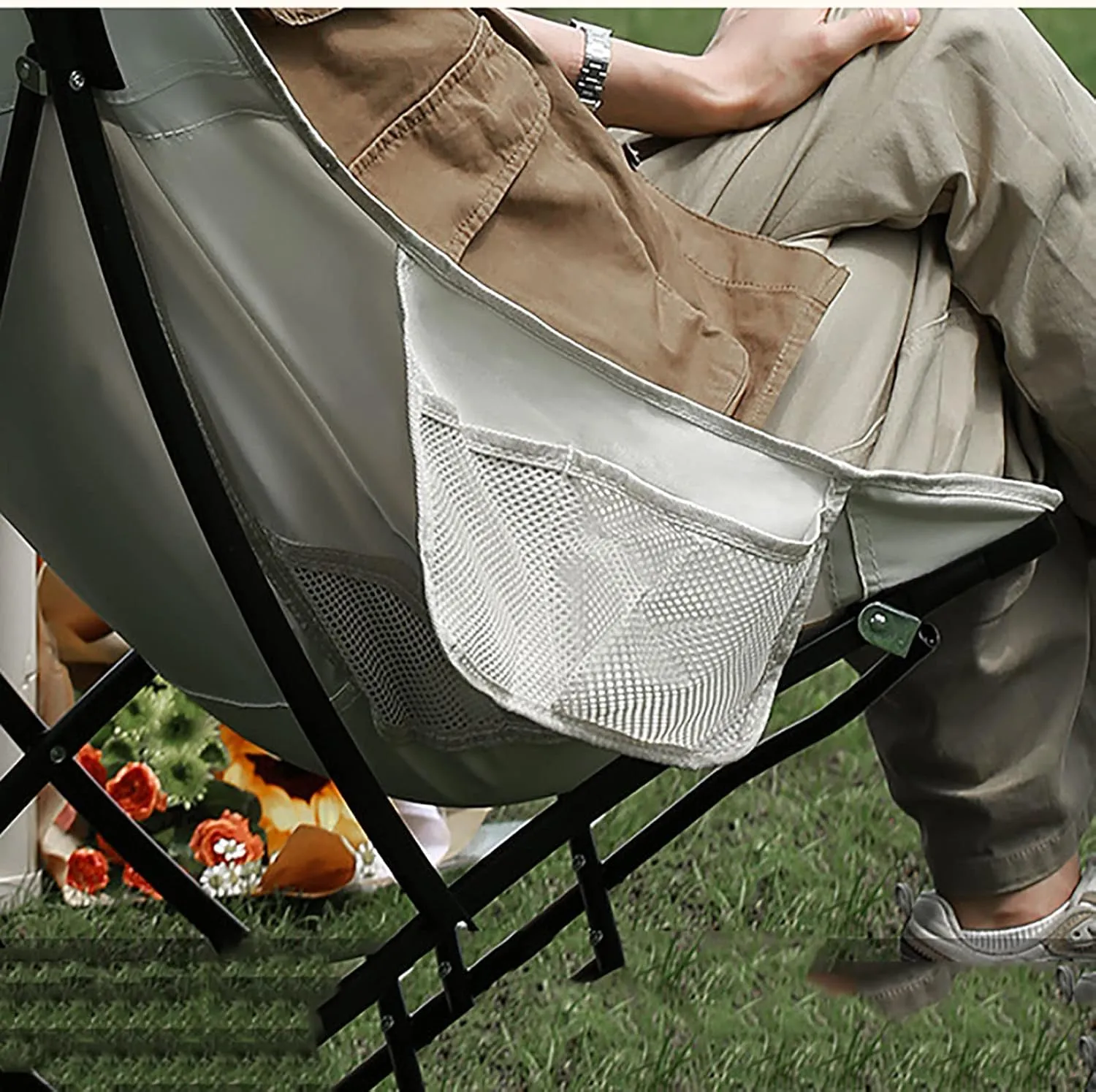 BK&MF Outdoor Folding Camping Chair,Portable Lightweight Reclining Lounge Chair Chair Beach Camp Chair with Cup Holder for Storage and Travel,G,60x40x75cm(24x16x30inch)