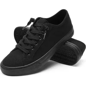Black Canvas Lace Up Oxford Shoes Womans Size 8 Sneakers Classic Casual Low Top