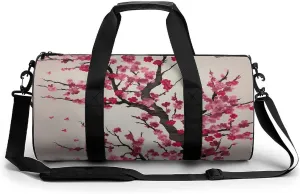 Blooming Cherry Tree Cylindrical Gym Bag Travel Duffel Bag with Dry Wet Separated Pocket for Men And Women Overnight Bag Weekender Bag Training Handbag Yoga Bag