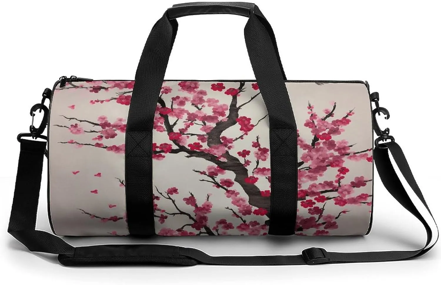 Blooming Cherry Tree Cylindrical Gym Bag Travel Duffel Bag with Dry Wet Separated Pocket for Men And Women Overnight Bag Weekender Bag Training Handbag Yoga Bag