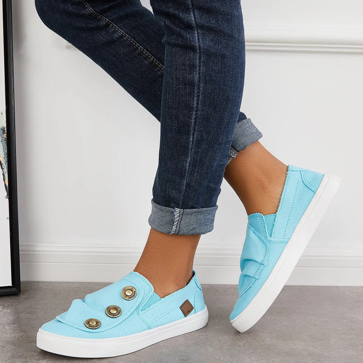 Blue Loafers Slip Heel Walking Professional Sneakers on Flat Clear communication