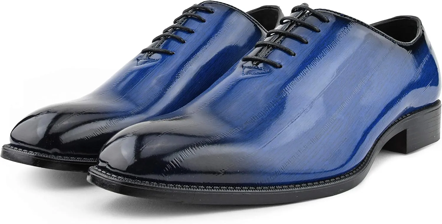 Bolano Brayden - Men's Dress Shoes - Exotic EEL Skin Print, Oxford Lace-Ups, Black Burnished Toe - Exotic Formal Shoes for Men - Original, Designer Shoes