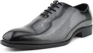 Bolano Brayden - Men's Dress Shoes - Exotic EEL Skin Print, Oxford Lace-Ups, Black Burnished Toe - Exotic Formal Shoes for Men - Original, Designer Shoes