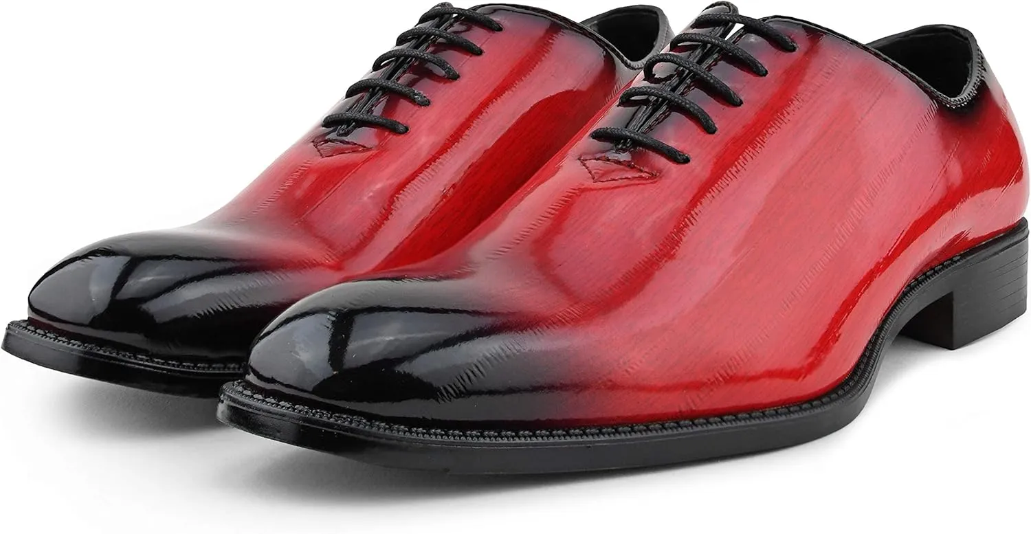 Bolano Brayden - Men's Dress Shoes - Exotic EEL Skin Print, Oxford Lace-Ups, Black Burnished Toe - Exotic Formal Shoes for Men - Original, Designer Shoes
