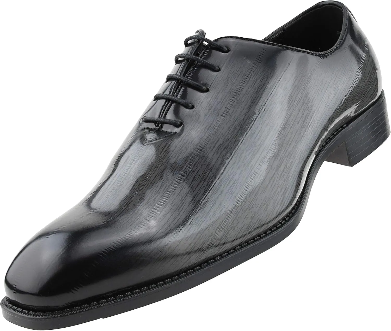 Bolano Brayden - Men's Dress Shoes - Exotic EEL Skin Print, Oxford Lace-Ups, Black Burnished Toe - Exotic Formal Shoes for Men - Original, Designer Shoes