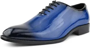 Bolano Brayden - Men's Dress Shoes - Exotic EEL Skin Print, Oxford Lace-Ups, Black Burnished Toe - Exotic Formal Shoes for Men - Original, Designer Shoes
