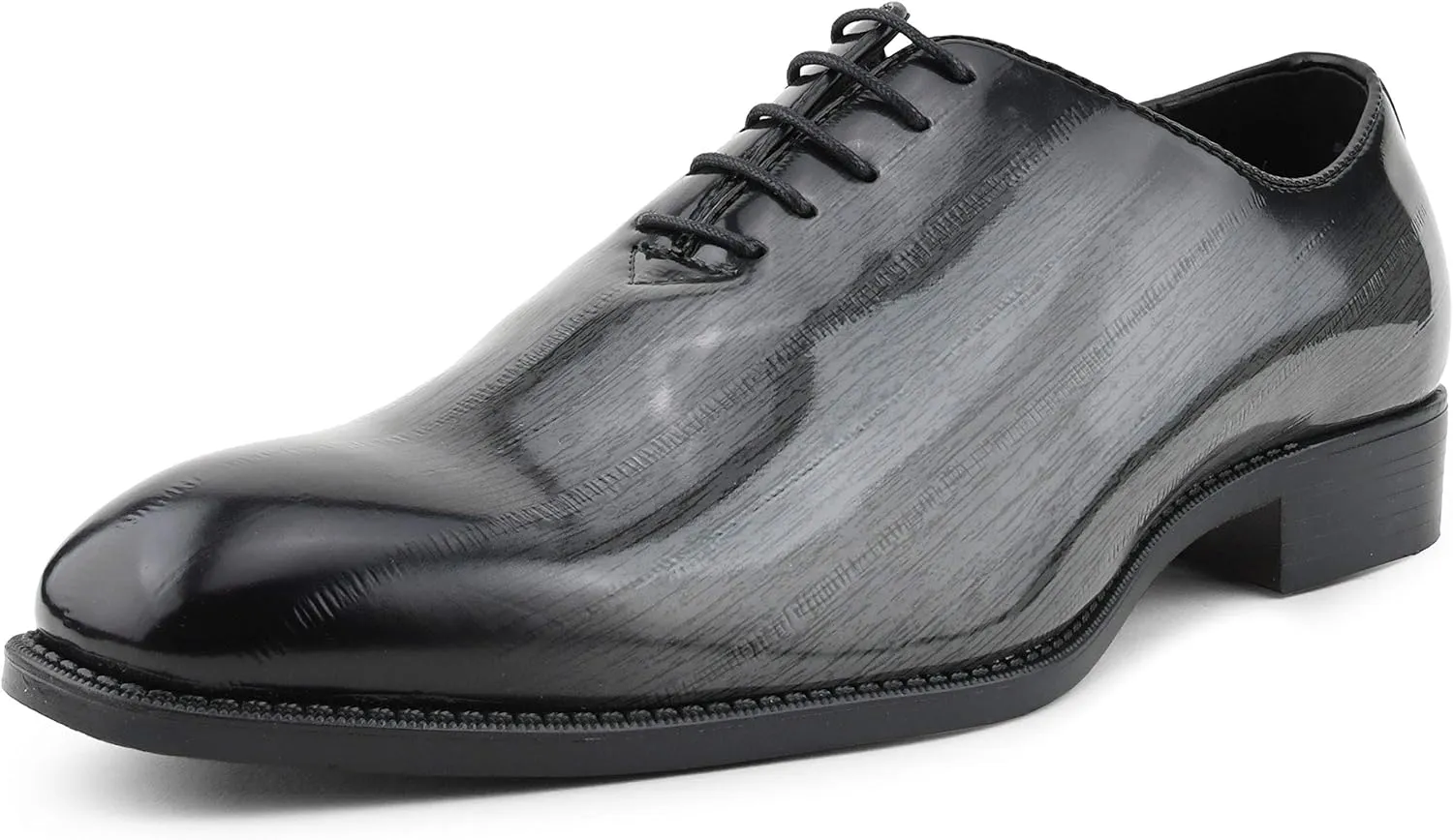 Bolano Brayden - Men's Dress Shoes - Exotic EEL Skin Print, Oxford Lace-Ups, Black Burnished Toe - Exotic Formal Shoes for Men - Original, Designer Shoes