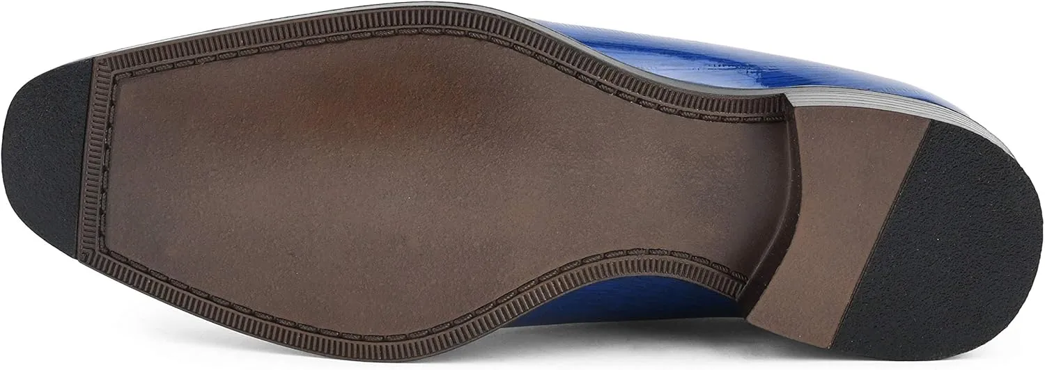 Bolano Brayden - Men's Dress Shoes - Exotic EEL Skin Print, Oxford Lace-Ups, Black Burnished Toe - Exotic Formal Shoes for Men - Original, Designer Shoes