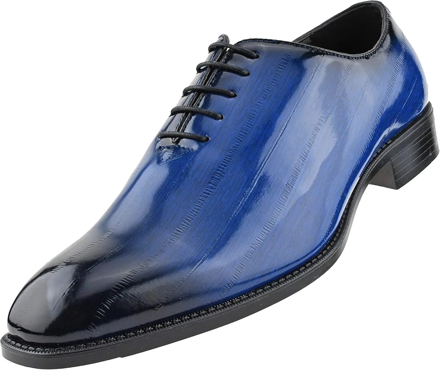 Bolano Brayden - Men's Dress Shoes - Exotic EEL Skin Print, Oxford Lace-Ups, Black Burnished Toe - Exotic Formal Shoes for Men - Original, Designer Shoes