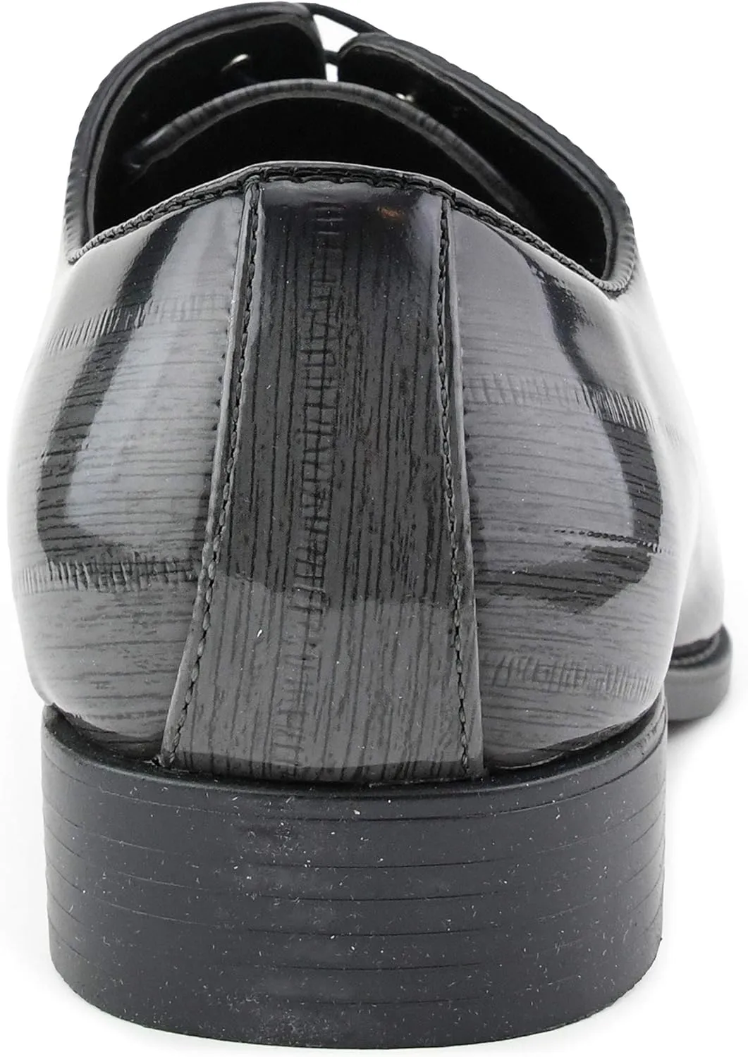 Bolano Brayden - Men's Dress Shoes - Exotic EEL Skin Print, Oxford Lace-Ups, Black Burnished Toe - Exotic Formal Shoes for Men - Original, Designer Shoes