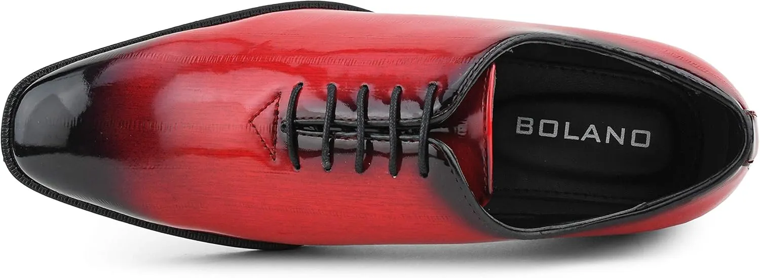 Bolano Brayden - Men's Dress Shoes - Exotic EEL Skin Print, Oxford Lace-Ups, Black Burnished Toe - Exotic Formal Shoes for Men - Original, Designer Shoes