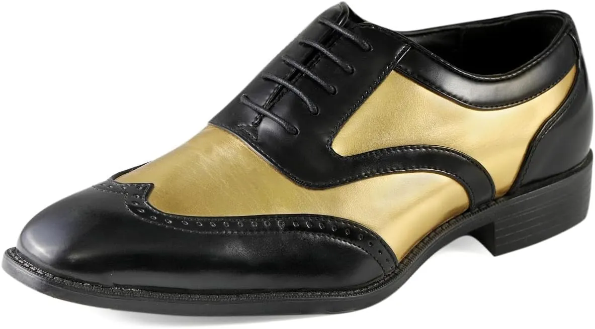 Bolano Lawson, Wingtip Oxford Dress Shoes for Men, Two-Tone & Shiny Metallic Oxfords, Men's Formal Tuxedo Shoes