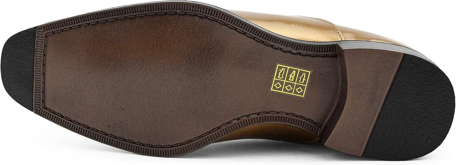 Bolano Men's Oxford Dress Shoes - Chainz Model with Cuban Heel and Lace-Up Closure