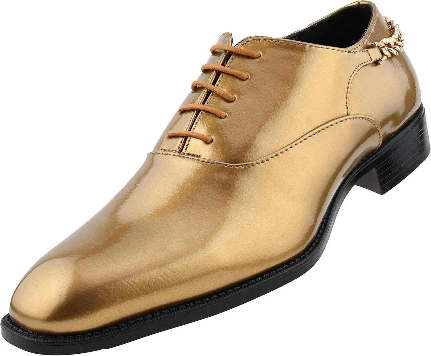 Bolano Men's Oxford Dress Shoes - Chainz Model with Cuban Heel and Lace-Up Closure