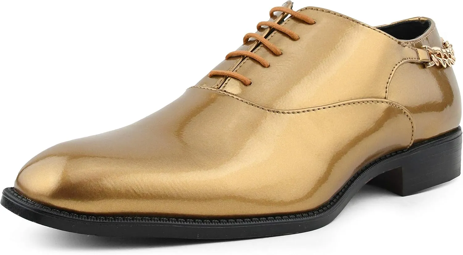 Bolano Men's Oxford Dress Shoes - Chainz Model with Cuban Heel and Lace-Up Closure