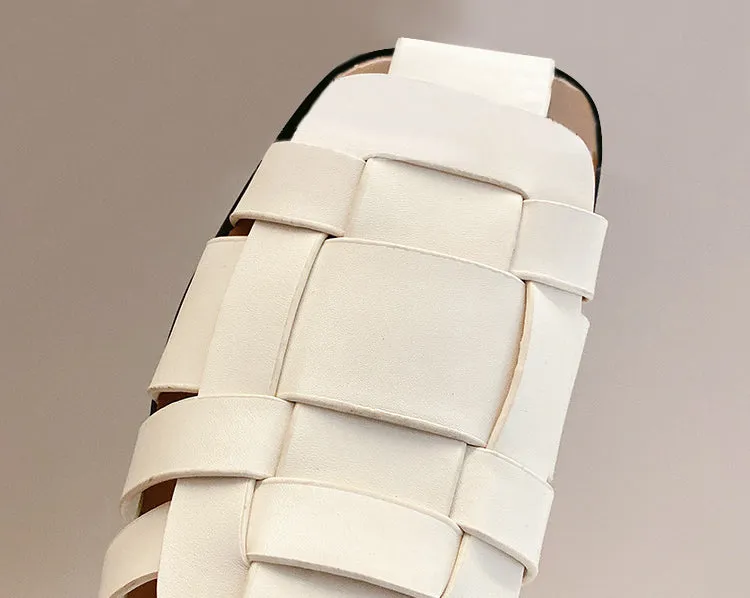 Braided Flat Slippers With Half Wrap