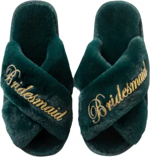 Bridal Slipper - Bridesmaid & Bachelorette Gifts - Forest Green - Bridal Shower
