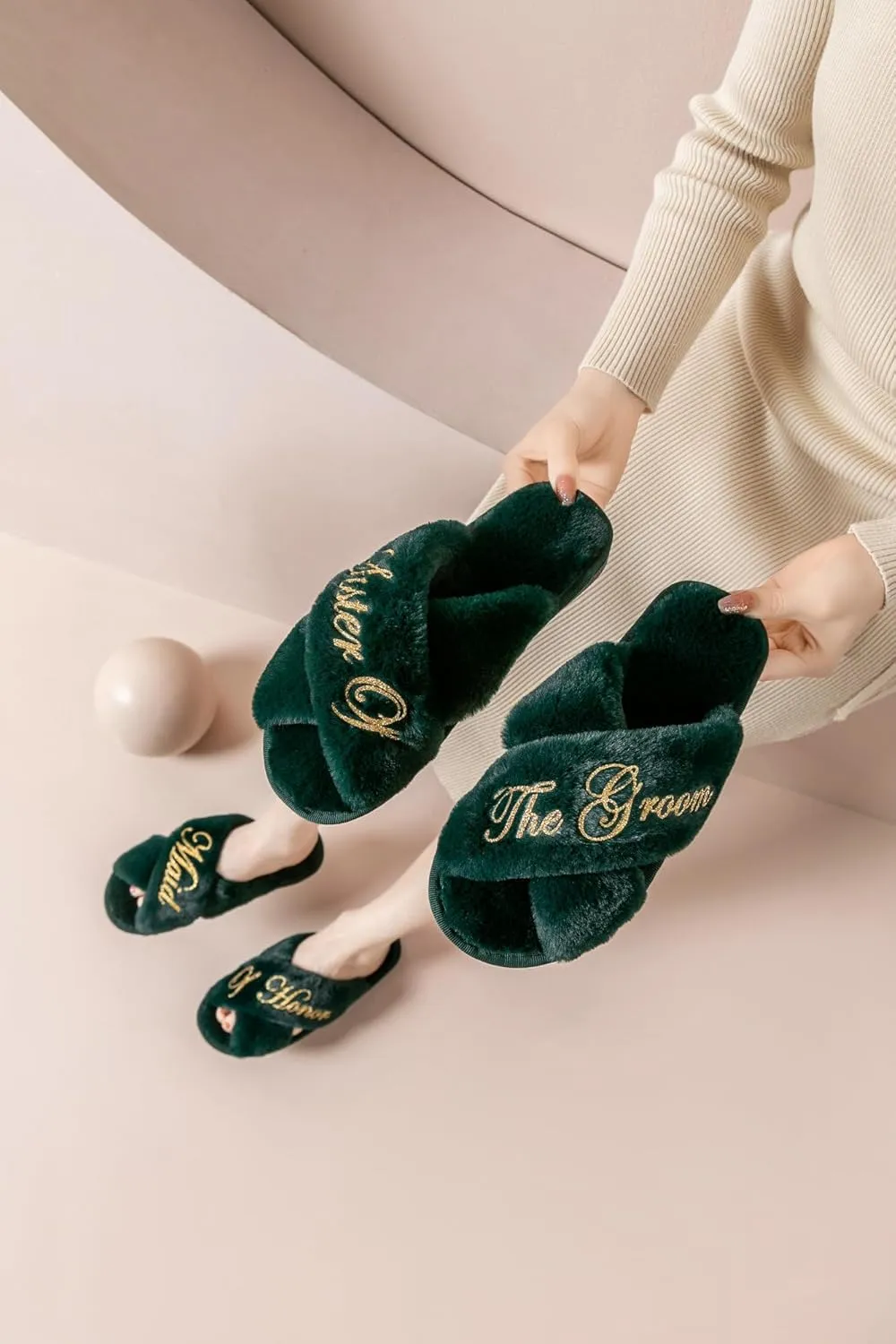Bridal Slipper - Bridesmaid & Bachelorette Gifts - Forest Green - Bridal Shower