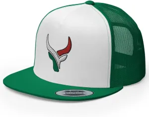 Bull Head Mexican Cowboy Trucker Hat | Flat Bill High Crown Adjustable | Country Mexico Western Ranch Cap
