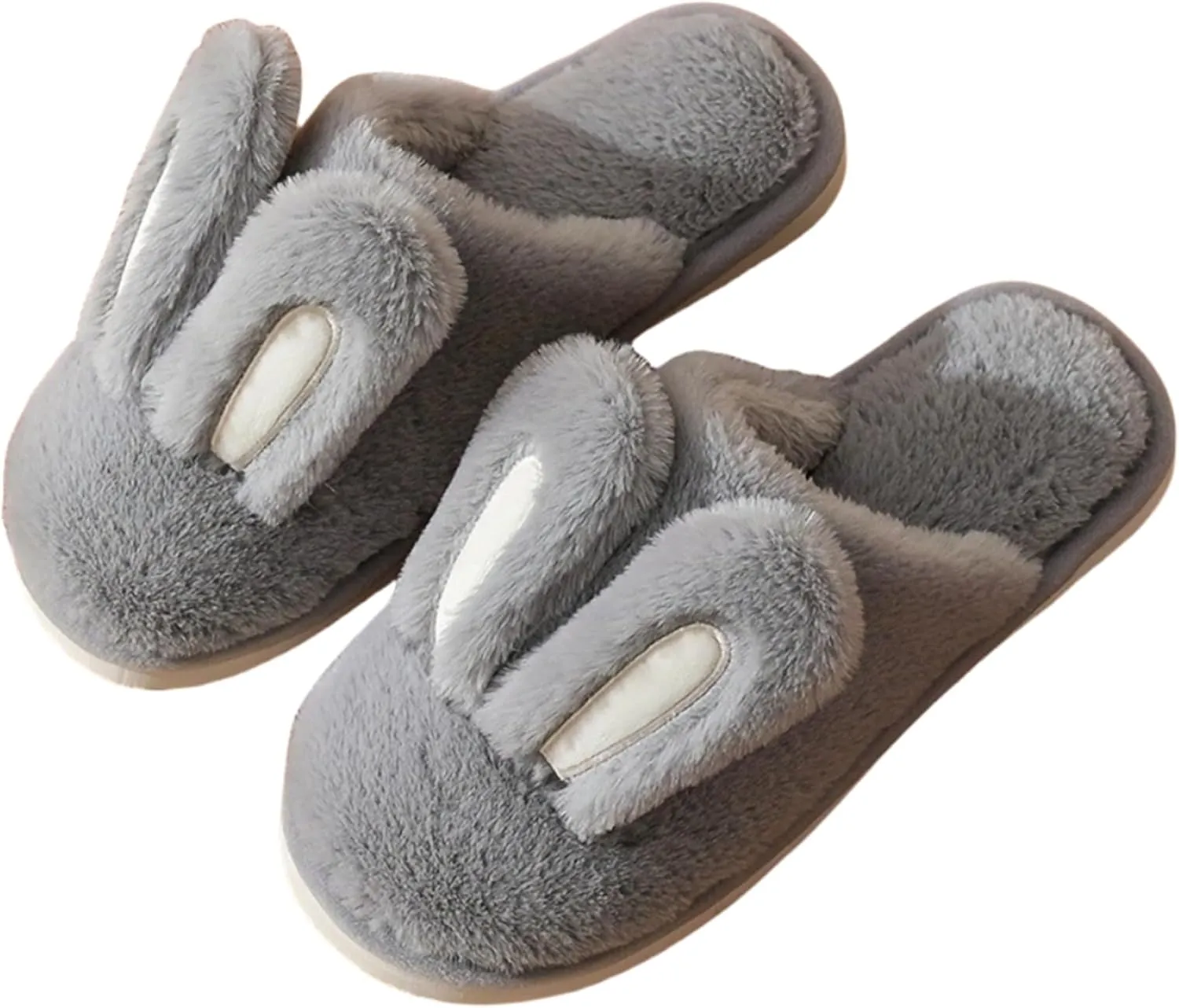 bunny ear flat bottom warm and non slip slippers Men and women's home plush cotton slippers